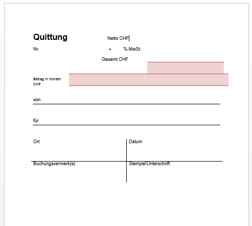 Quittung Vorlage Schweiz - Gratis Download | pebe smart